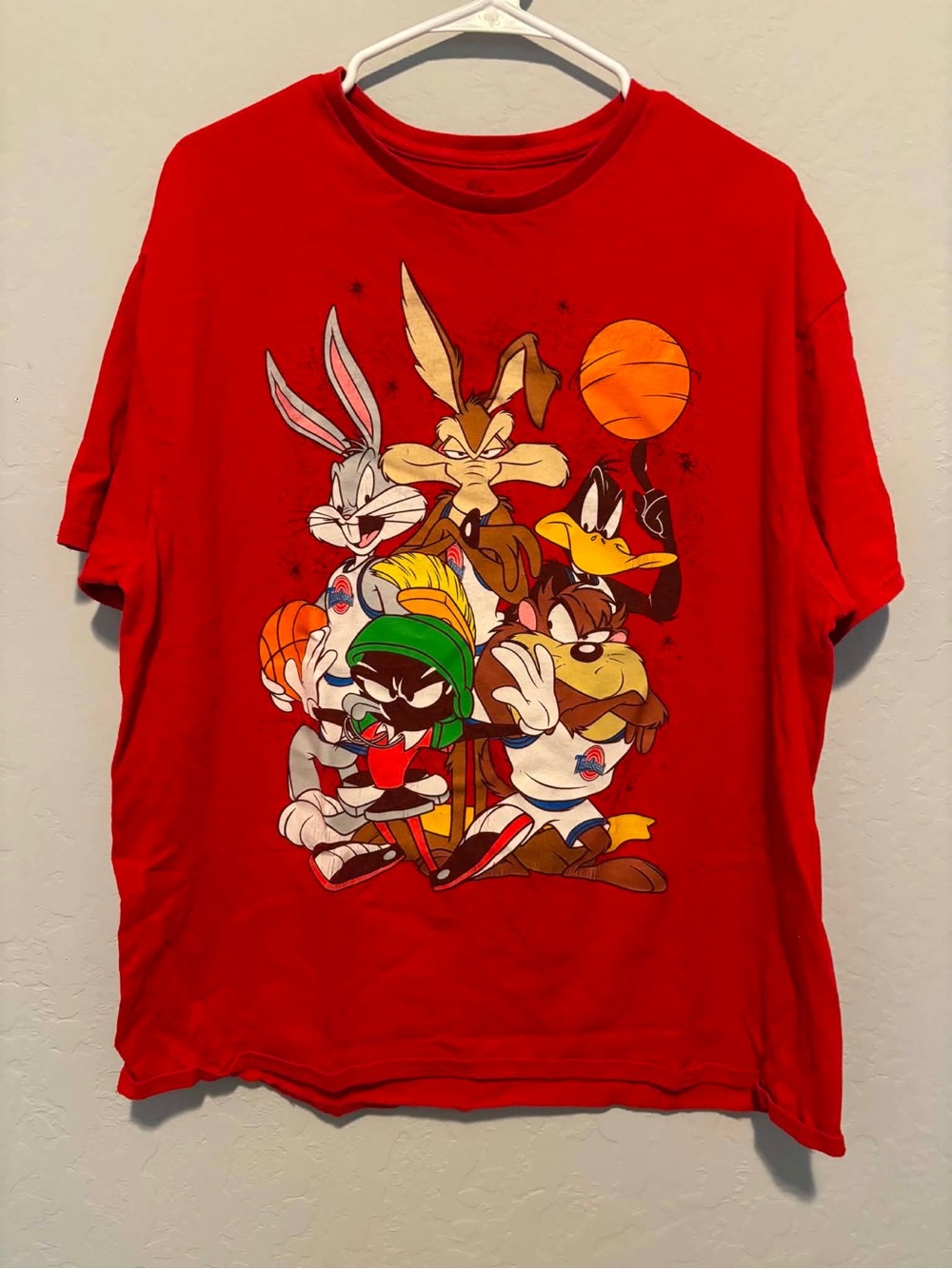 Vintage Space Jam Looney Tunes Red T-Shirt XL with Printed Care Tag